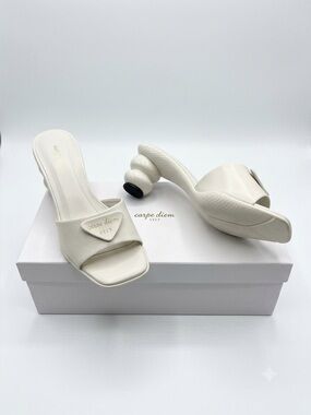 Carpe Diem Sylt / Geometric Bubble Heel Leather Mules - Size 36/5.5-6 - Turkey